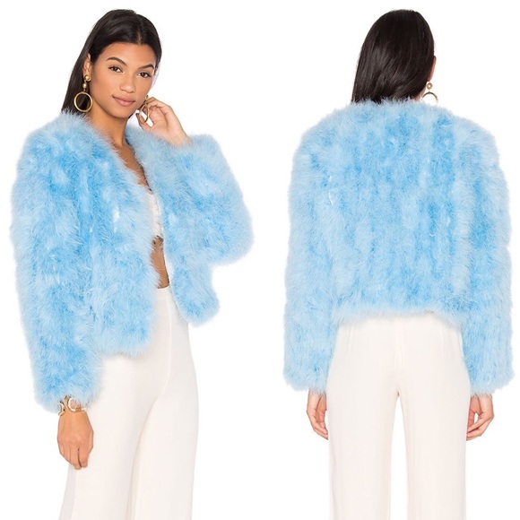 blue feather jacket
